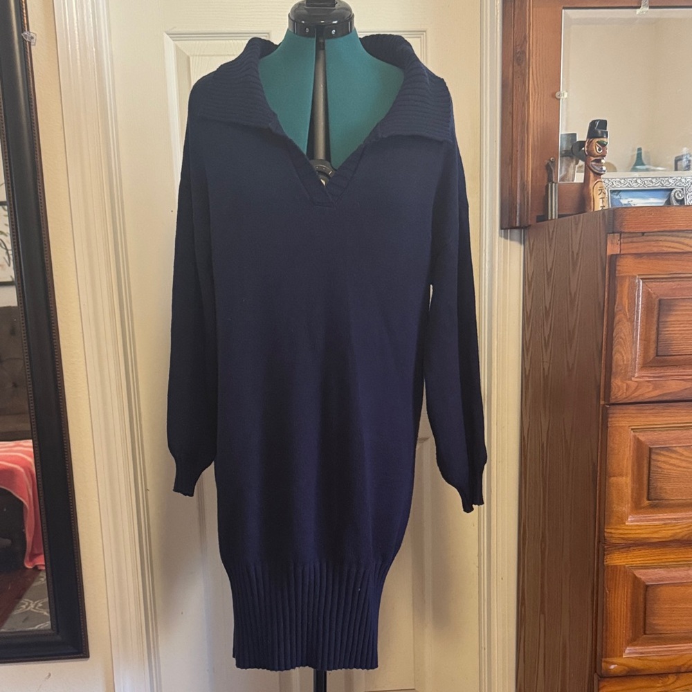 Fashion Nova Navy Long Sleeve Dress